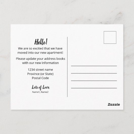 Nieuwe wijziging van het vak Adres Briefkaart (Achterkant)