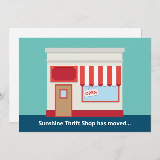 Nieuwe winkeldeur openen of winkelbeweging aankondiging (Voorkant / Achterkant)