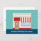 Nieuwe winkeldeur openen of winkelbeweging briefkaart (Voorkant / Achterkant)