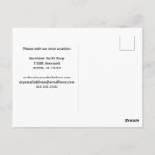 Nieuwe winkeldeur openen of winkelbeweging briefkaart (Achterkant)