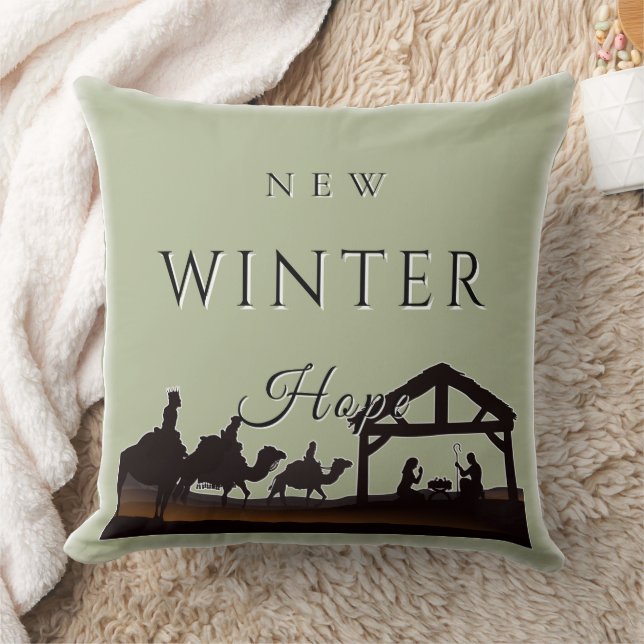 Nieuwe Winter Hope met Nativity Scene II Kussen (Deken)