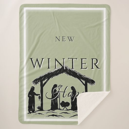 Nieuwe winterhoop met kerststal I Sherpa Deken (Voorkant)