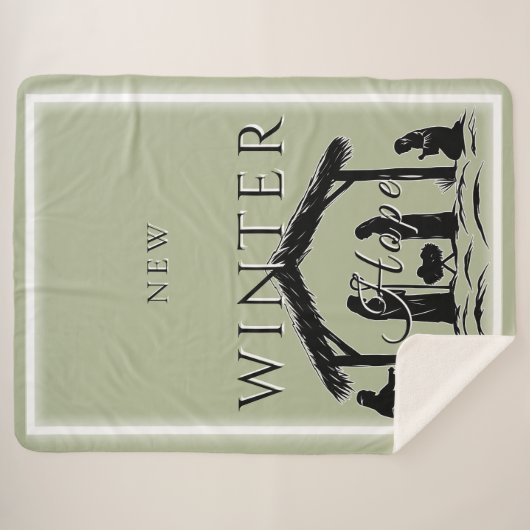 Nieuwe winterhoop met kerststal I Sherpa Deken (Voorkant (horizontaal))