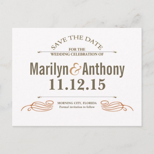 Nieuwe witte vintage Save the date briefkaarten (Voorkant)