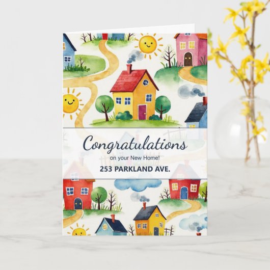 Nieuwe woning gereed dankzij makelaar Cute Pattern Kaart (Gele Bloem)