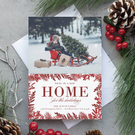 Nieuwe woning voor de feestdagen met bewegende aan feestdagenkaart