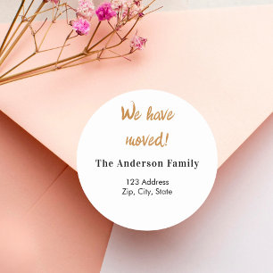 Nieuwe woning wij hebben een nieuw adres verplaats ronde sticker