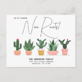 Nieuwe wortels geplant Adres Cactus Aquarel Verhui Aankondigingskaart (Voorkant)