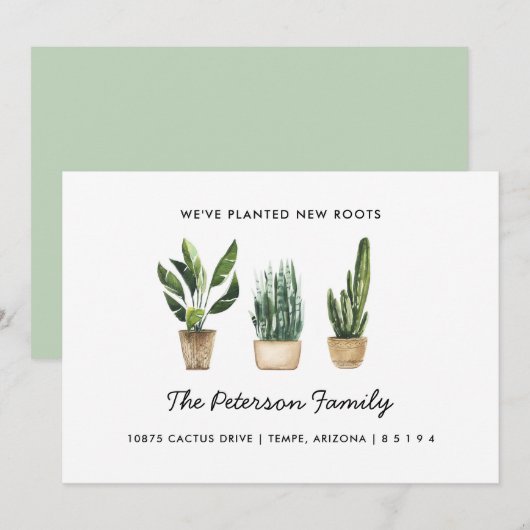 Nieuwe wortels geplant Onze familie is verhuisd Aankondiging (Voorkant / Achterkant)