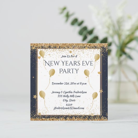 Nieuwe Years Eve Party, Golden Balloons (Staand voorkant)