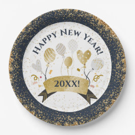 Nieuwe Years Eve Party, Golden Balloons Papieren Bordje