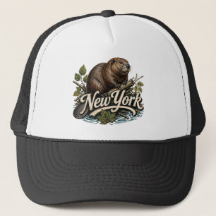 Nieuwe York bever wild retro kunst Trucker Pet
