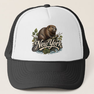 Nieuwe York bever wild retro kunst Trucker Pet