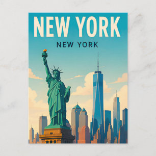 Nieuwe York City Manhattan Silhouette Reis Scene Briefkaart