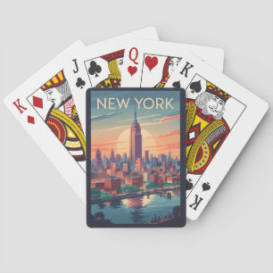 Nieuwe York City Silhouette Reis Kunst Vintage Pokerkaarten