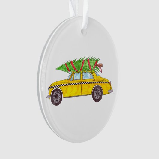 Nieuwe York Gele Taxi Cabine Kerstboom Ornament (voorkant)