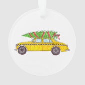 Nieuwe York Gele Taxi Cabine Kerstboom Ornament (achterkant)