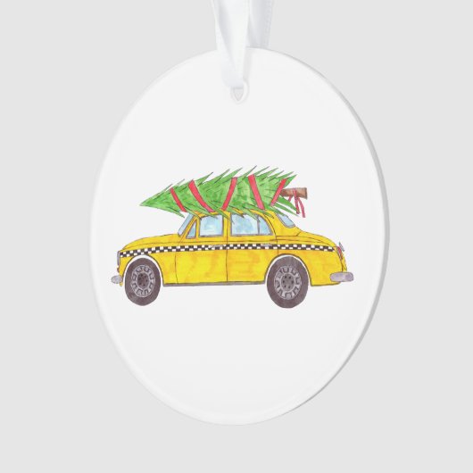 Nieuwe York Gele Taxi Cabine Kerstboom Ornament (voorkant)