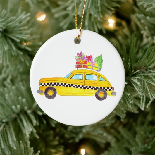 Nieuwe York Gele Taxi Kerstcadeaus Keramisch Ornament (Boom)