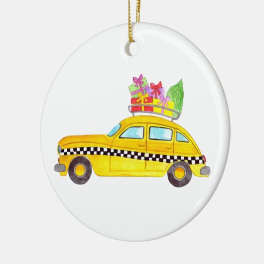 Nieuwe York Gele Taxi Kerstcadeaus Keramisch Ornament (Links)