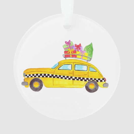 Nieuwe York Gele Taxi Kerstcadeaus Ornament (achterkant)