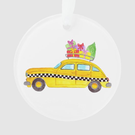 Nieuwe York Gele Taxi Kerstcadeaus Ornament (voorkant)