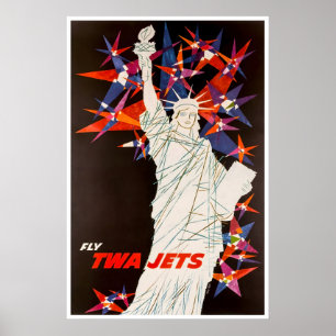 Nieuwe York Kunst Standbeeld Liberty Print TWA Rei
