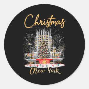 Nieuwe York Ny Kerst Meisjesreis Matching Ronde Sticker