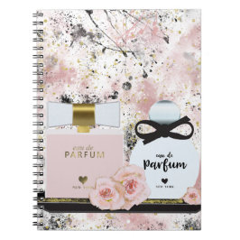 Nieuwe York Parfumflessen Goud & Blush Roze Rozen Notitieboek
