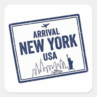 Nieuwe York Paspoort Stempel Aankomst USA Vierkante Sticker