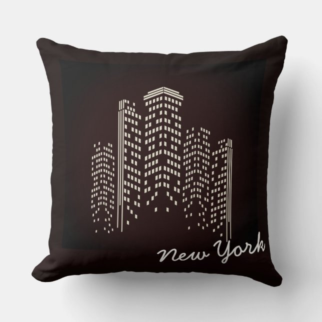 Nieuwe York Silhouet Polyester Kussen (Voorkant)