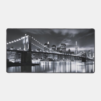 Nieuwe York Silhouette Brooklyn Bridge Monochroom Bureaumat