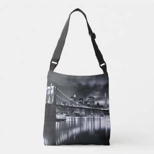 Nieuwe York Silhouette Brooklyn Bridge Monochroom  Crossbody Tas