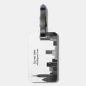 Nieuwe York Silhouette Grijs Gemoderniseerde Naam Bagagelabel (Achterkant verticaal)