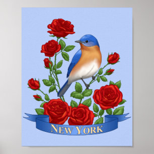Nieuwe York staat vogel en bloem Poster