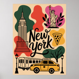 Nieuwe York stad iconische collage skyline Poster