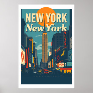 Nieuwe York Stad Midtown Vintage Reis Kunst Poster