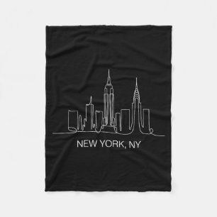 Nieuwe York Stad Silhouet Lijn Kunst Tekening Nyc Fleece Deken