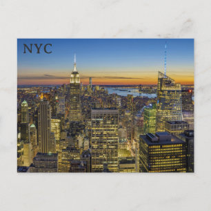 Nieuwe York Stad Silhouet Zonsondergang Reis Foto Briefkaart