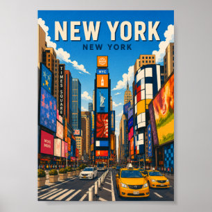Nieuwe York Stad Times Square Levendig Straatbeeld Poster