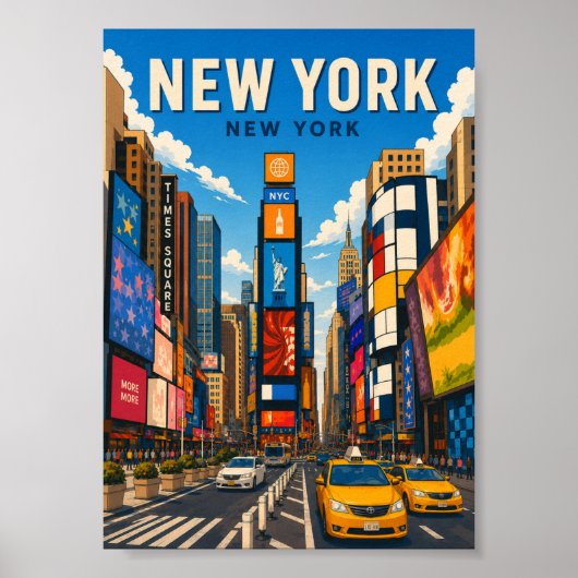 Nieuwe York Stad Times Square Levendig Straatbeeld Poster (Voorkant)