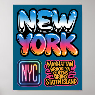 Nieuwe york stadssilhouet bronx queens manhattan s poster