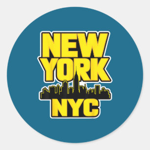 Nieuwe york stadssilhouet bronx queens manhattan s ronde sticker