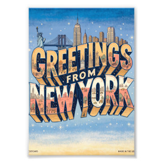 Nieuwe York Standbeeld van Vrijheid Postkaart Kuns Foto Afdruk