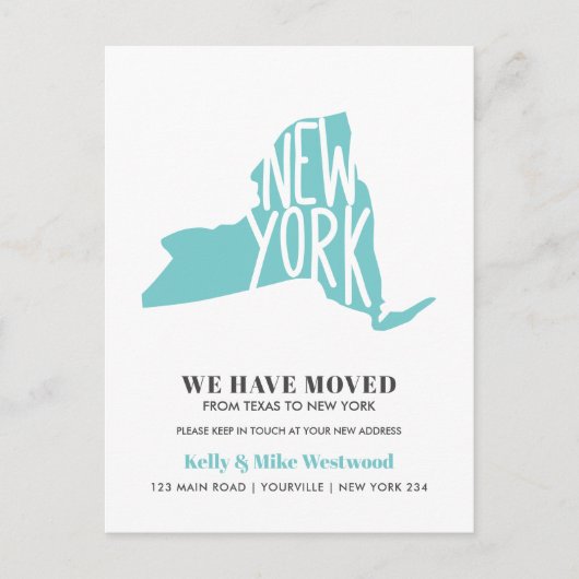 NIEUWE YORK STATE We hebben Nieuw adres Nieuw star Briefkaart (Voorkant)