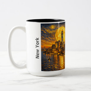 Nieuwe York Sterrennacht Tweekleurige Koffiemok