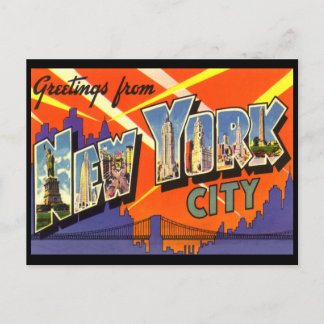 Nieuwe York Vintage Groeten Ansichtkaart Briefkaart