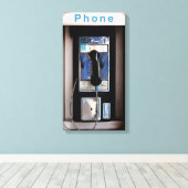 Nieuwe Yorkse Openbare Betaaltelefoon, Retro Telef Canvas Afdruk (Insitu (Houten vloer))