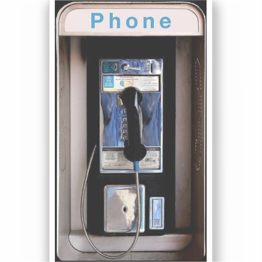 Nieuwe Yorkse Openbare Betaaltelefoon, Retro Telef Sticker (Voorkant)