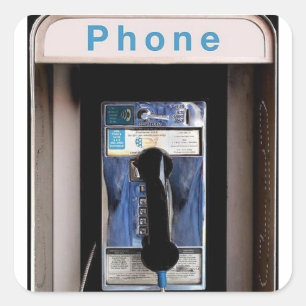 Nieuwe Yorkse Openbare Betaaltelefoon, Retro Telef Vierkante Sticker